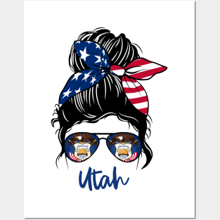 Utah girl Messy bun , American Girl , Utah Flag Posters and Art